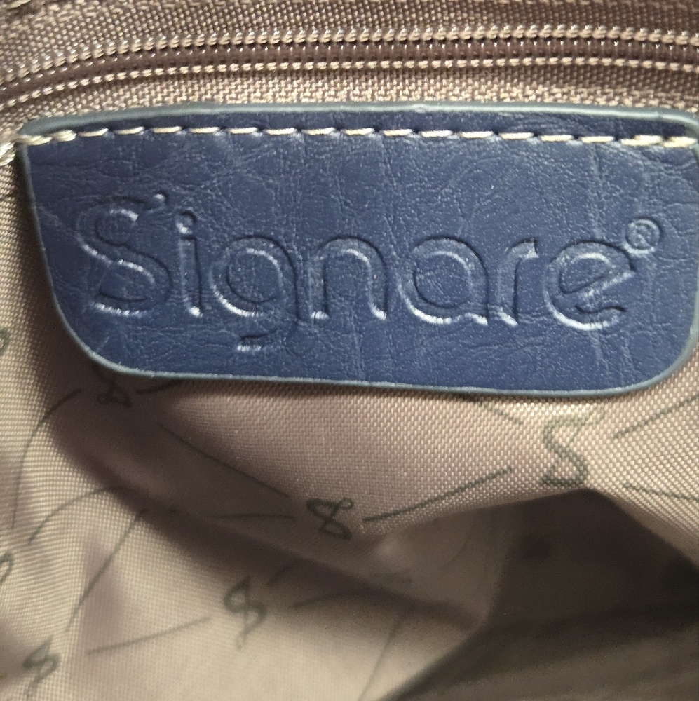 Signare Strawberry Thief Blue Floral Tapestry Handbag- Multicolor Double Handles - Picture 7 of 7
